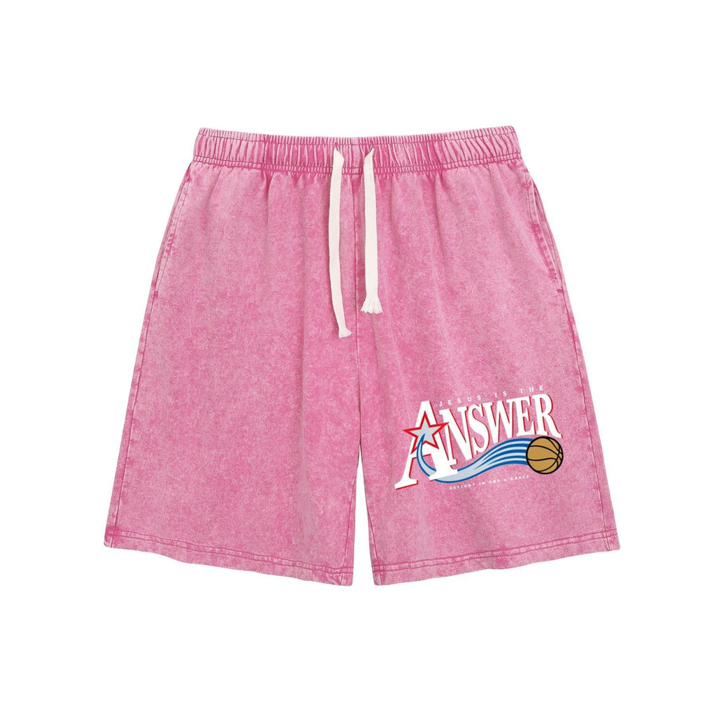 Jesus Is The Answer Christian Washed Shorts