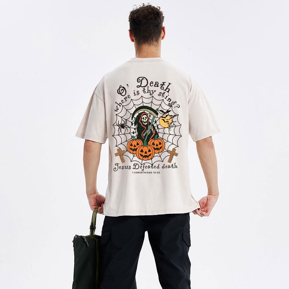 Jesus Defeated Death Christian Washed T-Shirt