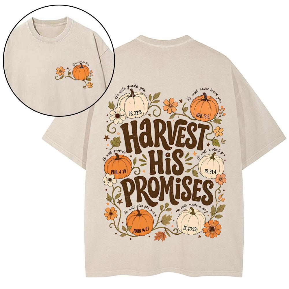 Harvest His Promises Christian Washed T-Shirt