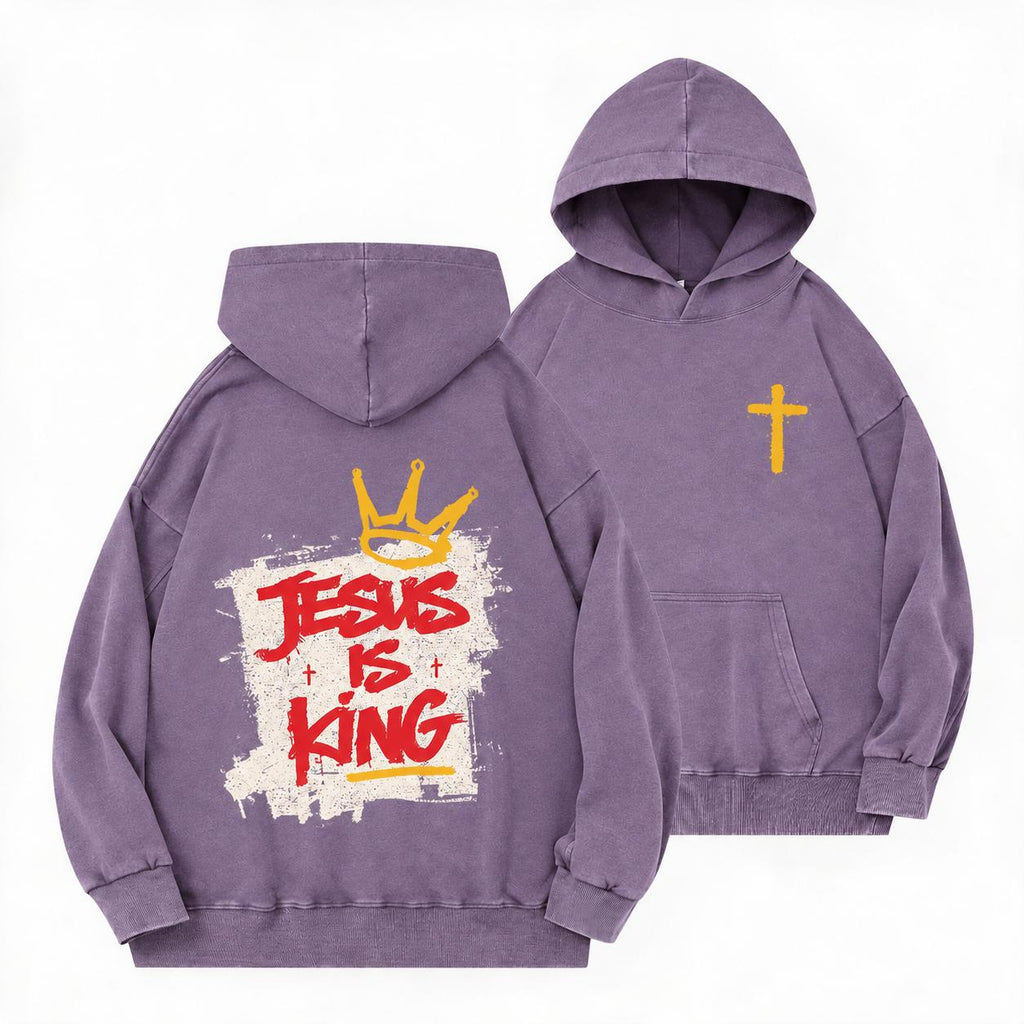 Jesus Is King Christian Washed Hoodie