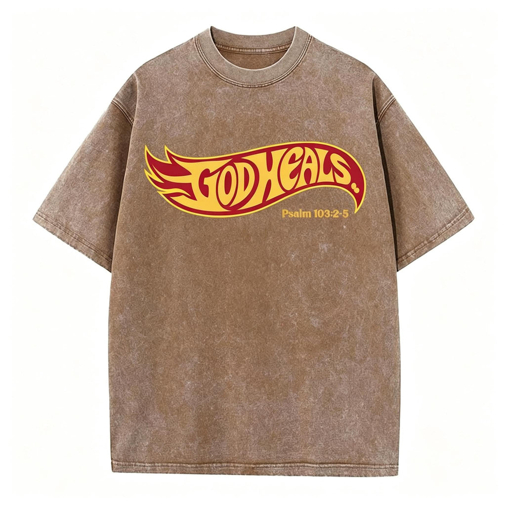 God Heals Christian Washed T-Shirt