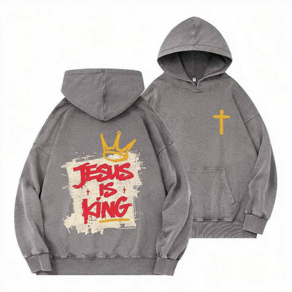 Jesus Is King Christian Washed Hoodie