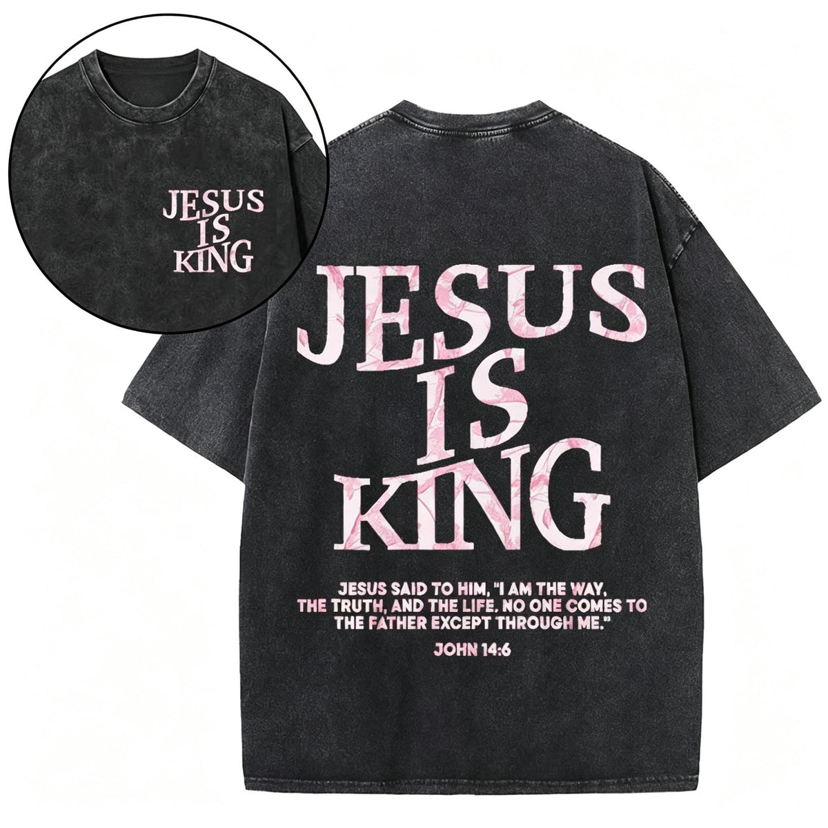 Jesus Is King Camo Christian Washed T-Shirt Oversized Streetwear Tee Jesus Tshirt