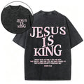 Jesus Is King Camo Christian Washed T-Shirt Oversized Streetwear Tee Jesus Tshirt