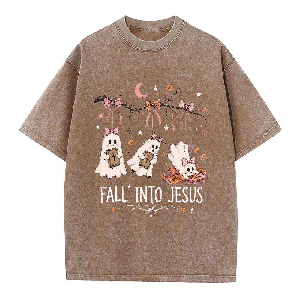 Fall Into Jesus Christian Washed T-Shirt