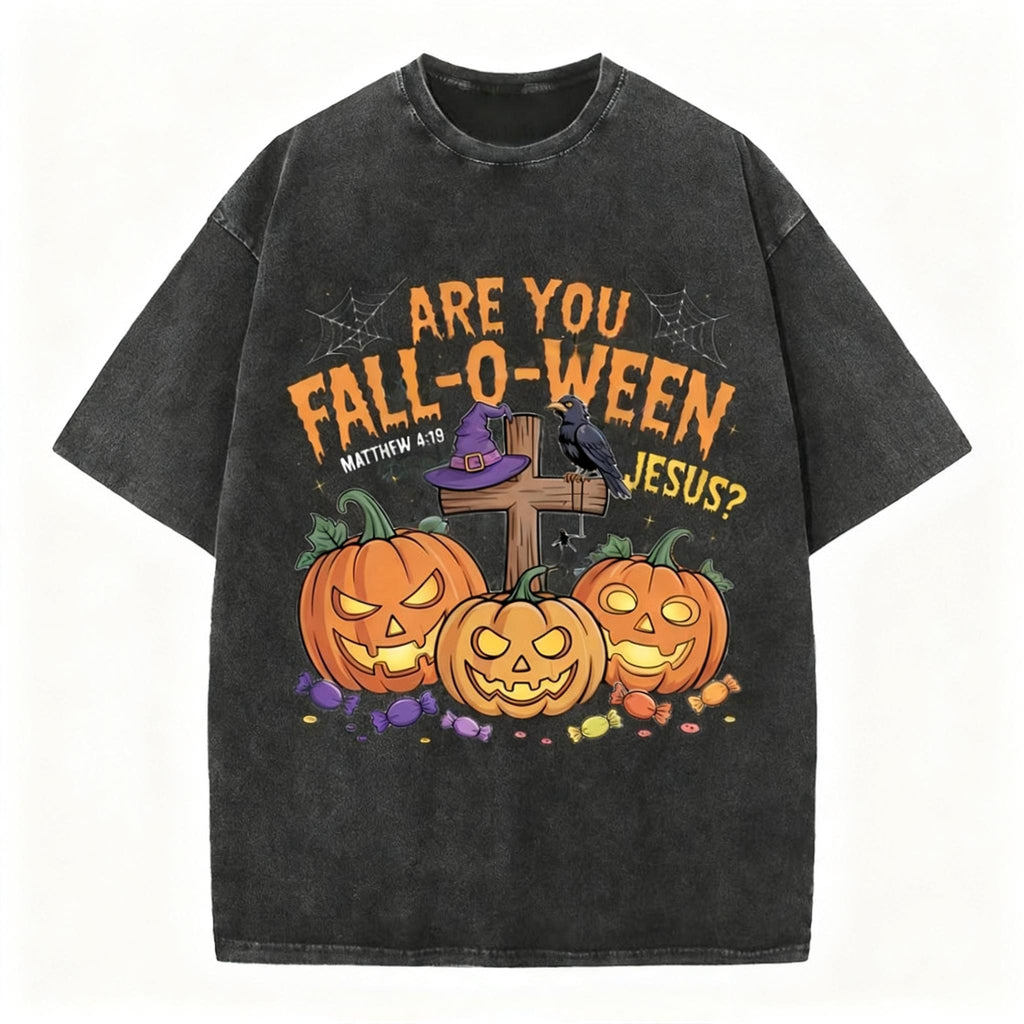 Are You Fall-o-ween Jesus Pumpkin Christian Washed T-Shirt